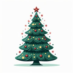 Vector-Style Christmas Tree With Decorative Ornaments 47