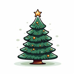 Vector-Style Christmas Tree With Decorative Ornaments 64