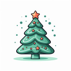 Vector-Style Christmas Tree With Decorative Ornaments 52