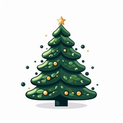 Vector-Style Christmas Tree With Decorative Ornaments 48