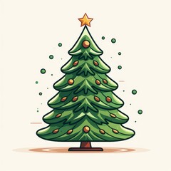Vector-Style Christmas Tree With Decorative Ornaments 72