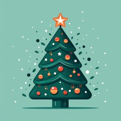 Vector-Style Christmas Tree With Decorative Ornaments 46