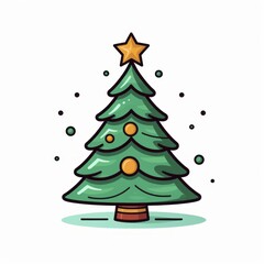 Vector-Style Christmas Tree With Decorative Ornaments 55