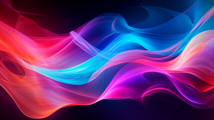 Color visualization of energy flow. Bright abstract background with curving multi-colored wave lines. Interweaving of early color waves