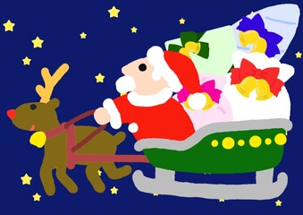 Naklejka premium santa claus プレゼントを配るサンタクロース