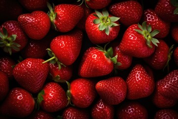 Top view of fresh strawberries