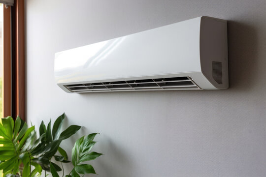 Modern air conditioner on the wall. Climate control and comfort concept. Generative AI