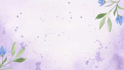 Purple Delicate Blooming Floral watercolor Background