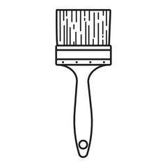 Vector illustration in flat style. Paint brush icon, outline in doodle style