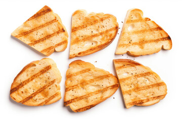 Slices of fried bread on a white background