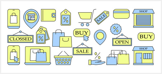 Shopping icon isolated Sketch clipart Vector stock illustration EPS 10