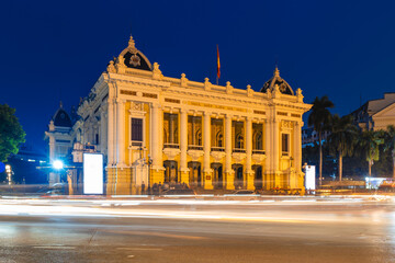 Fototapeta premium Hanoi Opera House, aka the Grand Opera House, located in Hanoi, Vietnam. Translation: Hanoi Opera House