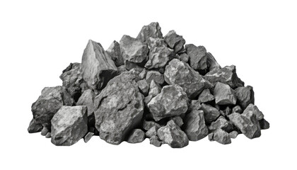 pile of coal isolated on transparent background cutout