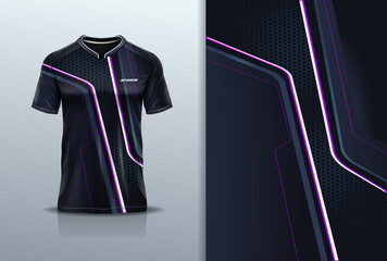 Sport jersey template mockup stripe modern design for football soccer, racing, running, e sports, blue black color