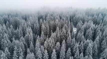 A landscape photo of forest, covered in snow