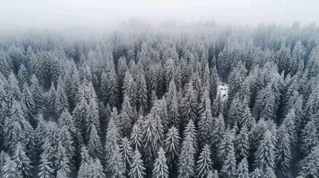 A landscape photo of forest, covered in snow