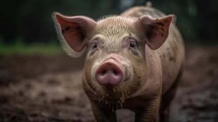 Pig in the mud. Pig in the mud. Pig in the mud. Wildlife concept. Farming Concept.