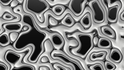Smooth fractal noise striped elements on the surface. Bright, black and white background.