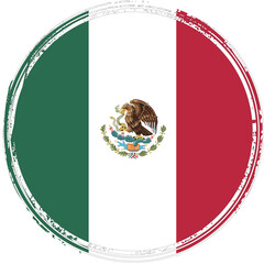 National flag of Mexico in stamp style
