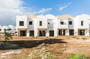 Half-finished apartments on an abandoned Spanish building site, closed down following recession and slump in financial market