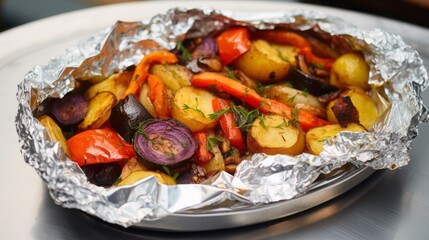 baked vegetables in foil.