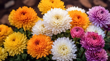 Colorful chrysanthemum flowers in the garden, Thailand.