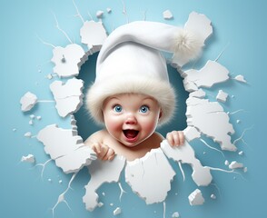 Baby winter angel with a Santa hat. Generativ Ai. Fictional character.