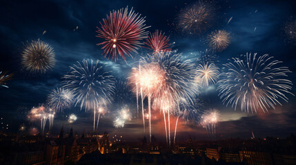 fireworks over the city
