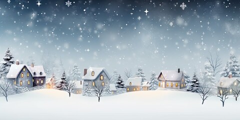 Fototapeta na wymiar Winter wonderland. Cozy christmas cabin in snowy forest landscape. Enchanting holiday retreat. Magic in snow covered village at night