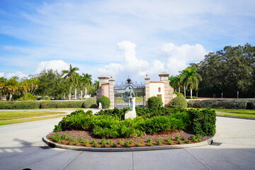 Sarasota, FL, USA - 11 12 2023: The landscape of Ringling museum in Florida
