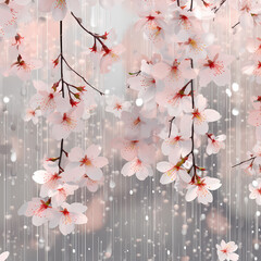 linear representations of blossoms falling like rain