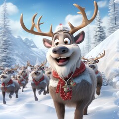 Meet Santas Helpers Cute Reindeer. Generativ Ai.