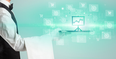 Waiter serving business idea concept