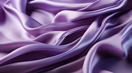Beautiful elegant wavy light violet or purple satin silk. Luxury fabric texture, abstract background design. Card or banner. Empty purple fabric background of soft and smooth textile material.  - obrazy, fototapety, plakaty