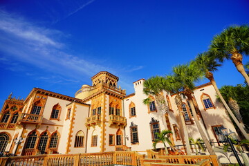 Sarasota, FL, USA - 11 12 2023: The landscape of Ringling museum in Florida	
