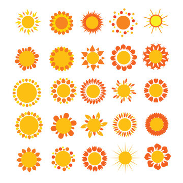 collection of sun icons, cute and simple design, vector eps 10.