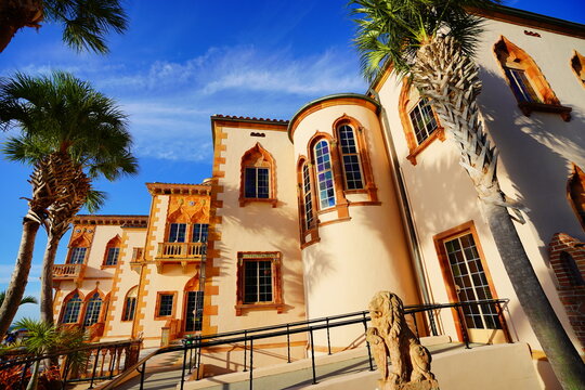Sarasota, FL, USA - 11 12 2023: The landscape of Ringling museum in Florida
