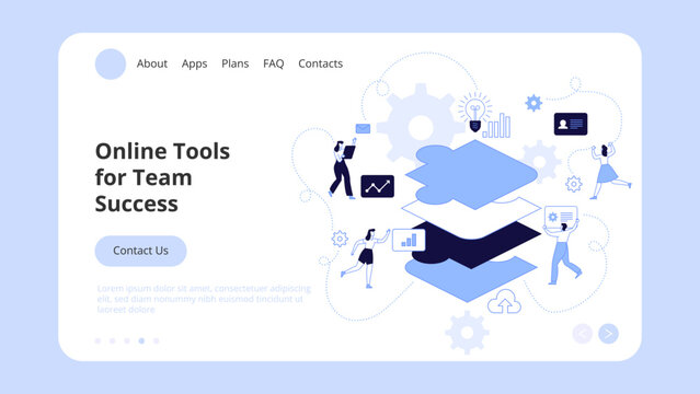 Vector illustration of internet communication Team metaphor People connecting puzzle elements social networks. Concept Landing Page Template, Website Banner, Advertisement and Marketing Material