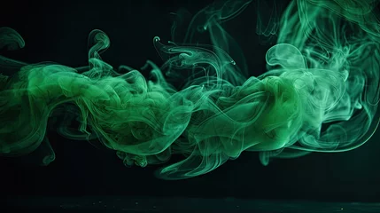 Fototapeten green smoke on black background, Green Fog or smoke in special effect. green mist or smog background. © Planetz