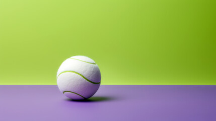 Green Tennis Ball on Purple Background