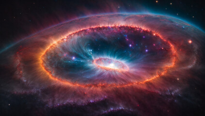 Obraz premium Vast and colorful supernova remnant, expanding into space - AI Generative