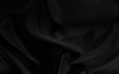 Fototapeta premium Black gray satin dark fabric texture luxurious shiny that is abstract silk cloth background with patterns soft waves blur beautiful.