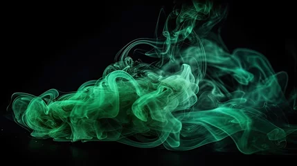Fototapeten green smoke on black background, Green Fog or smoke in special effect. green mist or smog background. © Planetz