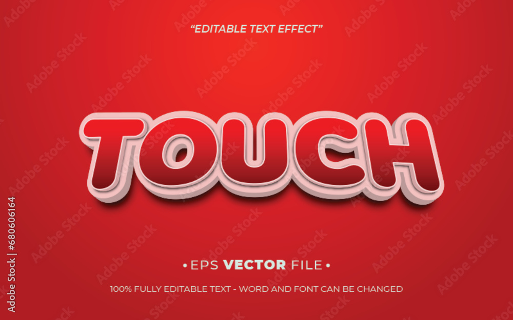 Poster touch text effect 3d editable vector