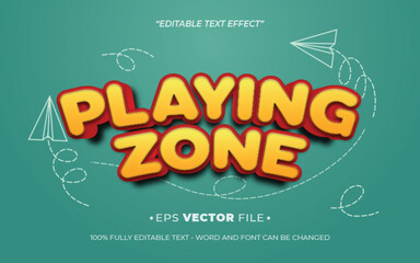 Playing Zone text effect 3d editable vector