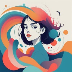 abstract girl. colorful vector illustration. abstract girl. colorful vector illustration. young woman with colorful hair in abstract art style.