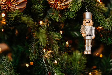 Nutcracker accordion in hand Christmas decorations
