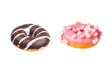 Sweet tasty donut isolated on white.