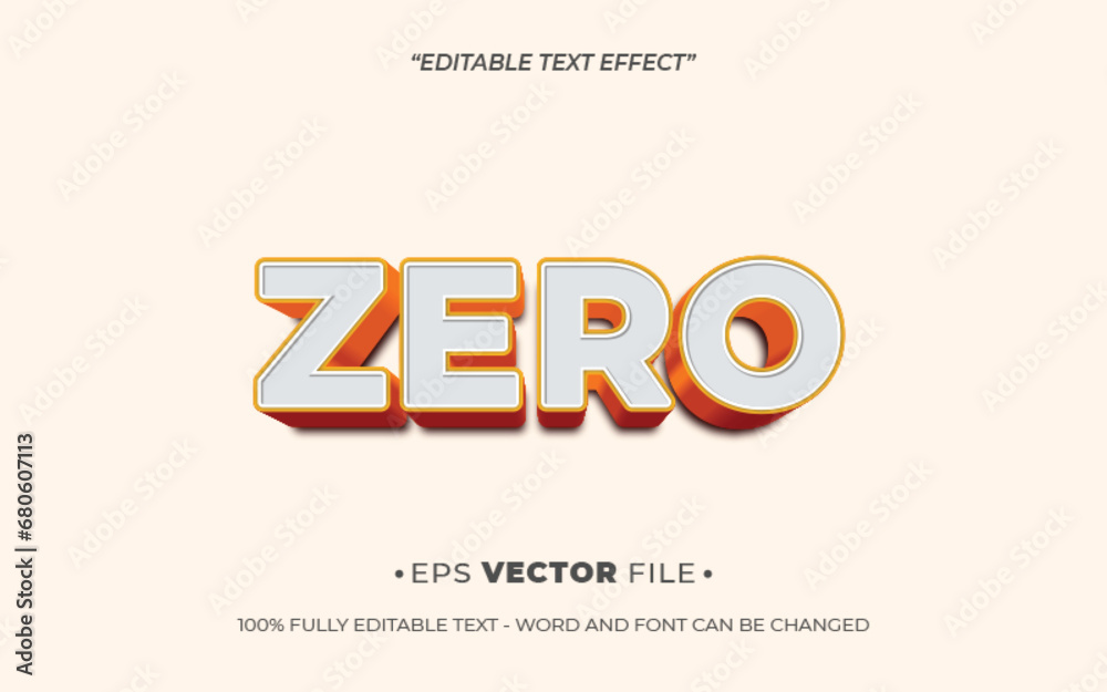 Fototapete zero text effect 3d editable vector
