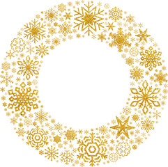 Snowflake gold glitter donut, golden snowflake round frame